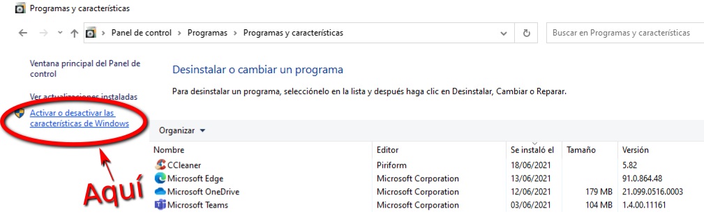 Activar o desactivar telnet desde el panel de control