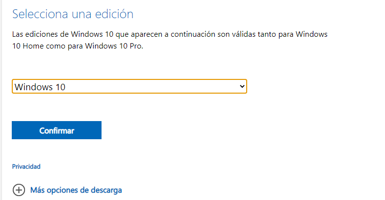 Seleccionando la edicion de Windows