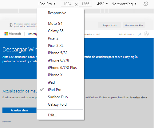 Cambio de dispositivo en la web de microsoft